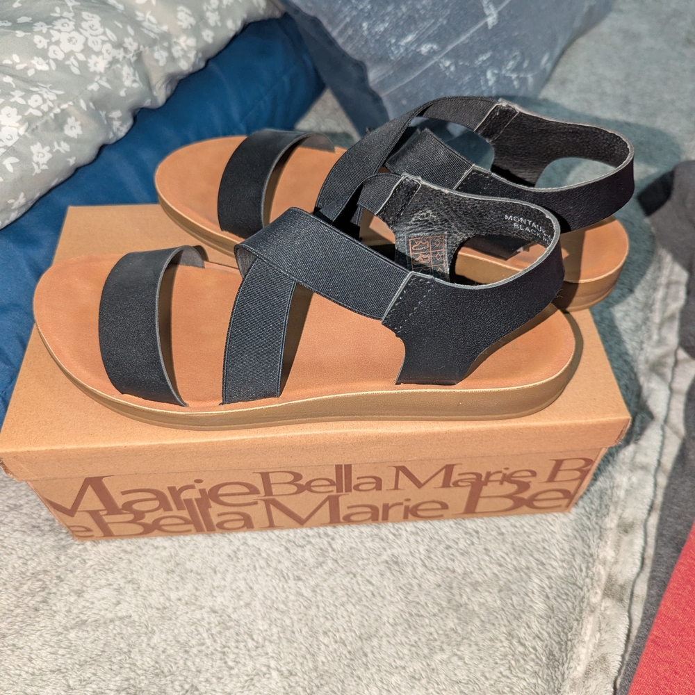 Bella Marie Black Strappy Sandals